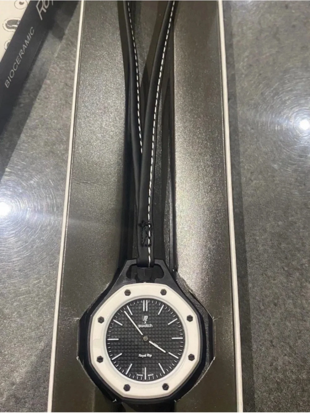 Swatch Royal Pop Black and White Graphic Strap